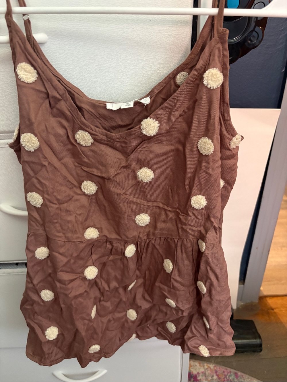 mine Brown Tank with Cream Dot Texture